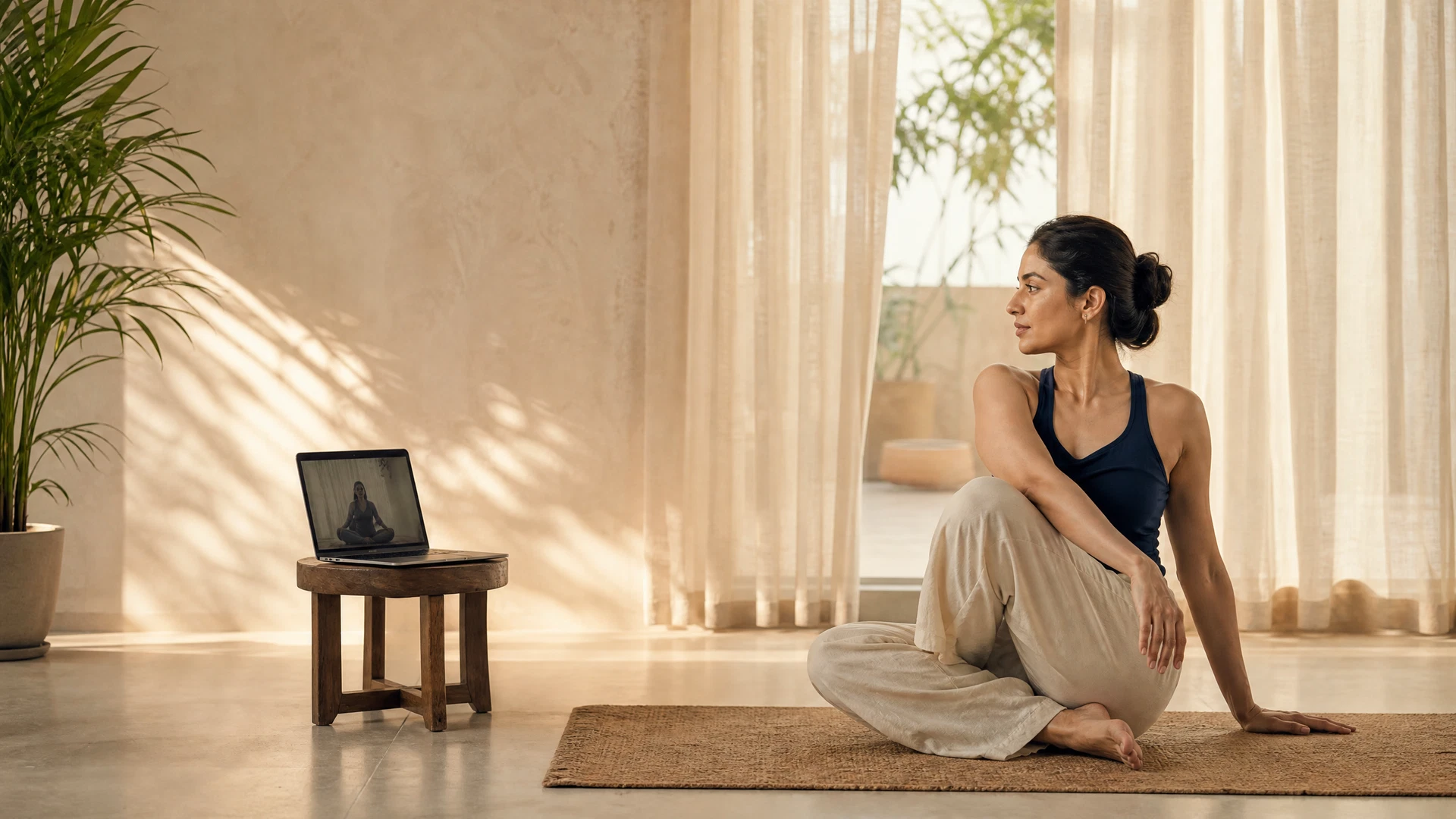 Woman practising yoga